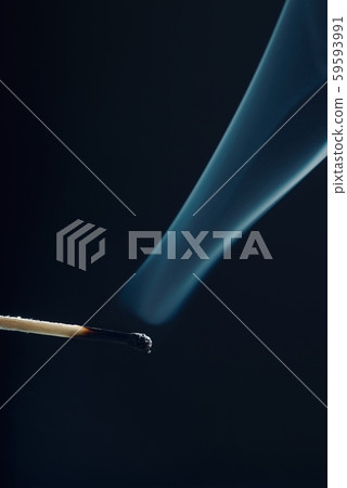 Match stick with burnt head and smoke around Match stick with burnt head and smoke around 59593991