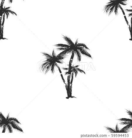 Hand drawn seamless pattern. Simple seamless palm tree pattern. Perfect for fabric, wallpaper or giftwrap -Vector Hand drawn seamless pattern. Simple seamless palm tree pattern. Perfect for fabric, wallpaper or giftwrap -Vector 59594453