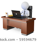 3D white people. Businessman working at office 59594679