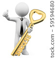 3D white people. Businessman the success key. 59594680