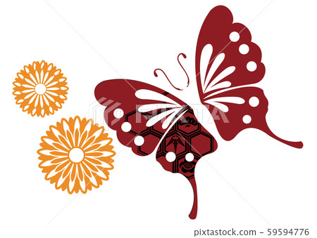 Japanese pattern cut with butterfly and chrysanthemum with Japanese patterns 59594776