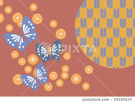 Japanese pattern cut with butterfly and chrysanthemum with Japanese patterns Japanese pattern cut with butterfly and chrysanthemum with Japanese patterns 59594824