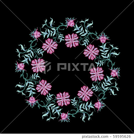 Embroidery with ethnic pattern in kalamkari style, Embroidery with ethnic pattern in kalamkari style, 59595626