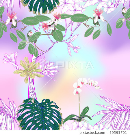 Seamless pattern, background. with tropical plants 59595701
