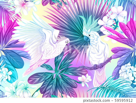 Seamless pattern, background with tropical plants Seamless pattern, background with tropical plants 59595912