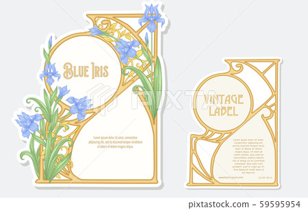 Iris flower. Set of 2 labels, decorative frames, borders. Iris flower. Set of 2 labels, decorative frames, borders. 59595954