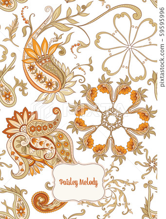 Pattern with traditional paisley. Floral vector 59595996