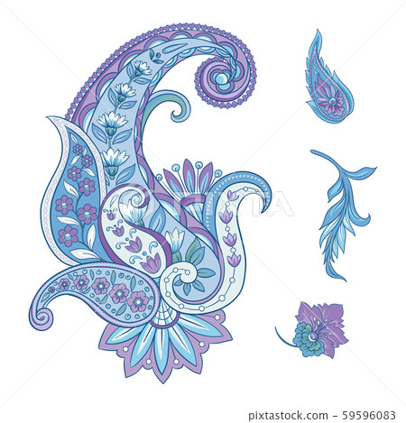 Pattern with traditional paisley. Floral vector 59596083