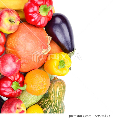 Fruits and vegetables isolated on a white Fruits and vegetables isolated on a white 59596173