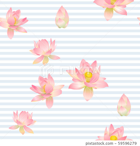 Lotus flowers seamless pattern. Vector illustration. 59596279