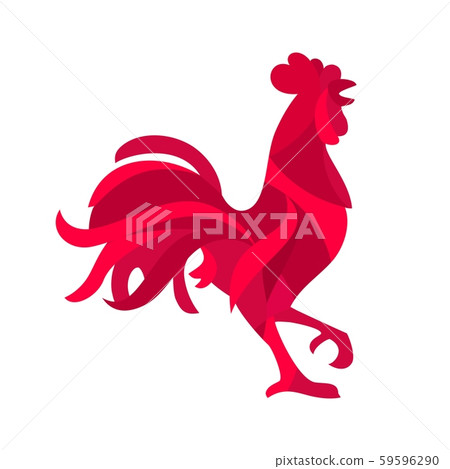 Red fiery rooster. Vintage black vector engraving 59596290