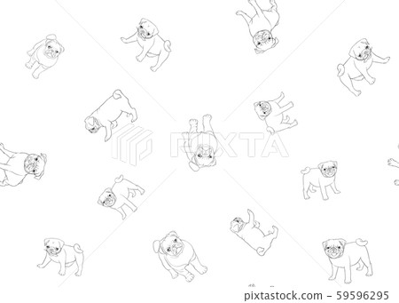 Seamless pattern, background with pug dogs - Stock Illustration ...