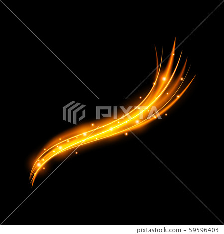 Light effect with curve trail and golden sparkles on black background Light effect with curve trail and golden sparkles on black background 59596403