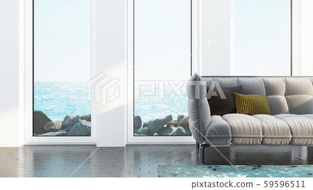 Modern Design living room interior with sea view . 3D rendering 59596511