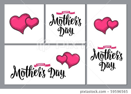 Two human heart. Happy Mother s Day lettering. Two human heart. Happy Mother s Day lettering. 59596565