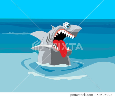Shark wants to eat. Comics vector flat 59596998