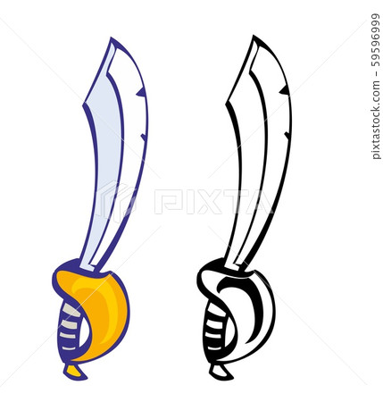 pirate sabre or sword. Vector flat illustration 59596999