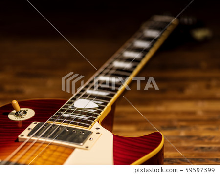 electric guitar body close-up view is on the wood 59597399