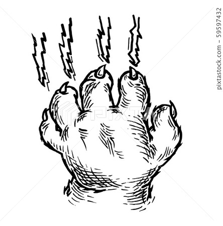 Cat claw scratching scrape track. Vector black - Stock Illustration ...