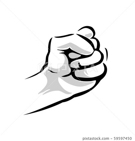 Human hand with a clenched fist. Vector black and 59597450