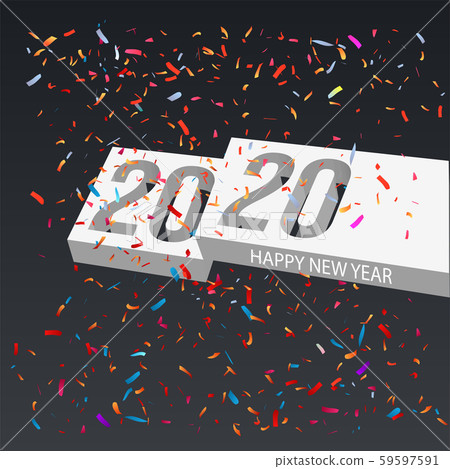 2020 happy New Year 3d illustration concept 59597591
