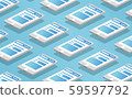 Smartphone flat isometric pattern for background. Modern vector 3D illustration. Technology and social media concept for web and banner design. 59597792