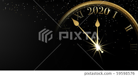 2020 Happy New Year banner on black background - Stock Illustration ...