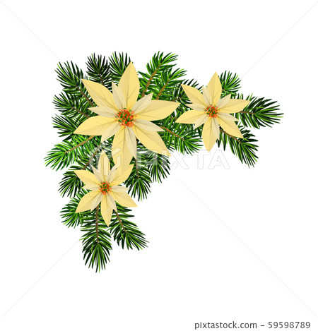 Christmas fir garland on white Vector 59598789