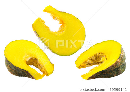 Set of pumpkin piece isolated on white background Set of pumpkin piece isolated on white background 59599141
