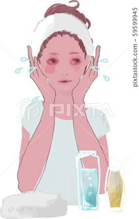 Illustration 2 of a woman doing moisturizing care 59599945