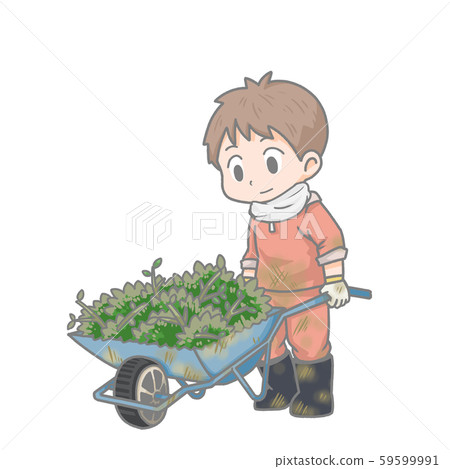 Illustration of a Man Pushing a Unicycle 59599991