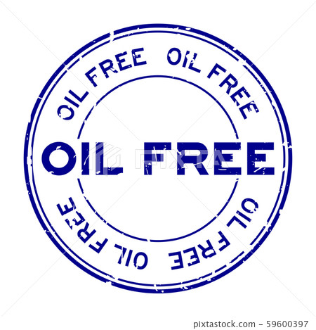 Grunge blue oil free word round rubber seal stamp - Stock Illustration ...