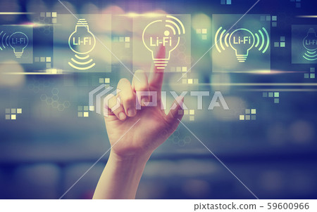 LiFi theme with hand pressing a button LiFi theme with hand pressing a button 59600966
