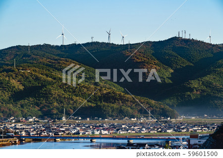 Sunny Ishinomaki City, Old Kitakami River and Wind Power Plant Sunny Ishinomaki City, Old Kitakami River and Wind Power Plant 59601500