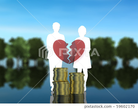 CG 3D illustration 3D design silhouette Relationship between man and woman 59602170