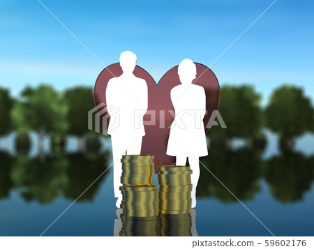CG 3D illustration 3D design silhouette Relationship between man and woman CG 3D illustration 3D design silhouette Relationship between man and woman 59602176