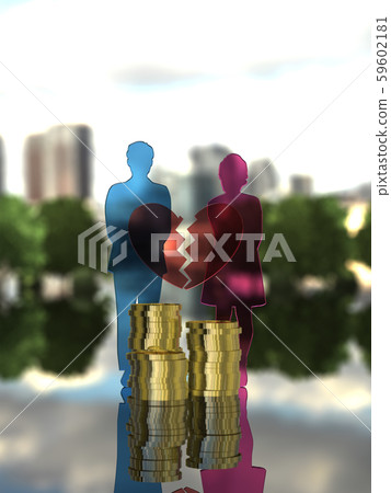 CG 3D illustration 3D design silhouette Relationship between man and woman 59602181
