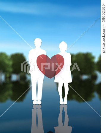 CG 3D插圖3D設計輪廓男人和女人之間的關係 59602199