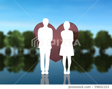 CG 3D illustration 3D design silhouette Relationship between man and woman CG 3D illustration 3D design silhouette Relationship between man and woman 59602201