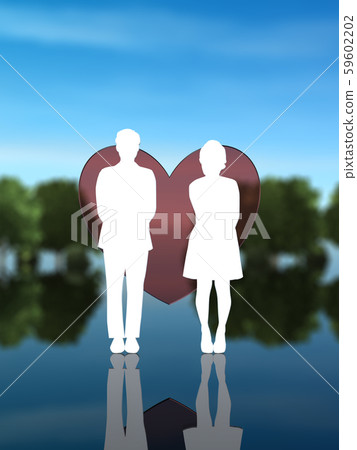 CG 3D插圖3D設計輪廓男人和女人之間的關係 59602202