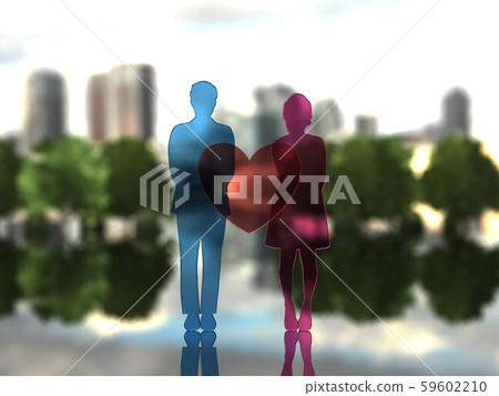 CG 3D插圖3D設計輪廓男人和女人之間的關係 CG 3D插圖3D設計輪廓男人和女人之間的關係 59602210