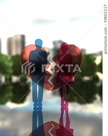 CG 3D插圖3D設計輪廓男人和女人之間的關係 CG 3D插圖3D設計輪廓男人和女人之間的關係 59602217