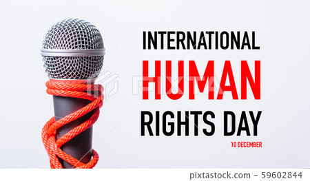 Rope on microphone with INTERNATIONAL HUMAN RIGHTS Rope on microphone with INTERNATIONAL HUMAN RIGHTS 59602844
