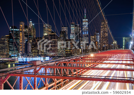 布魯克林大橋和曼哈頓的紐約夜景 59602934