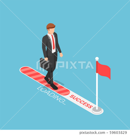 Isometric businessman walking on progress loading 59603829