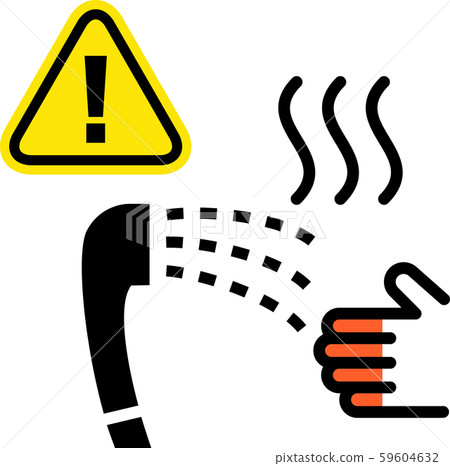 Illustration of hot shower caution 59604632