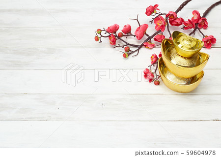 Chinese New Year decoration on wooden background Chinese New Year decoration on wooden background 59604978