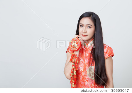 Woman asian in traditional chinese long dress 59605047