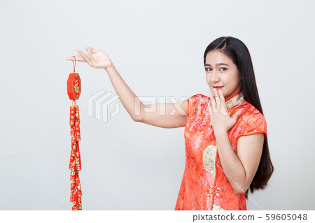 Woman asian in traditional chinese long dress Woman asian in traditional chinese long dress 59605048