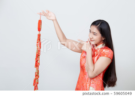 Woman asian in traditional chinese long dress Woman asian in traditional chinese long dress 59605049
